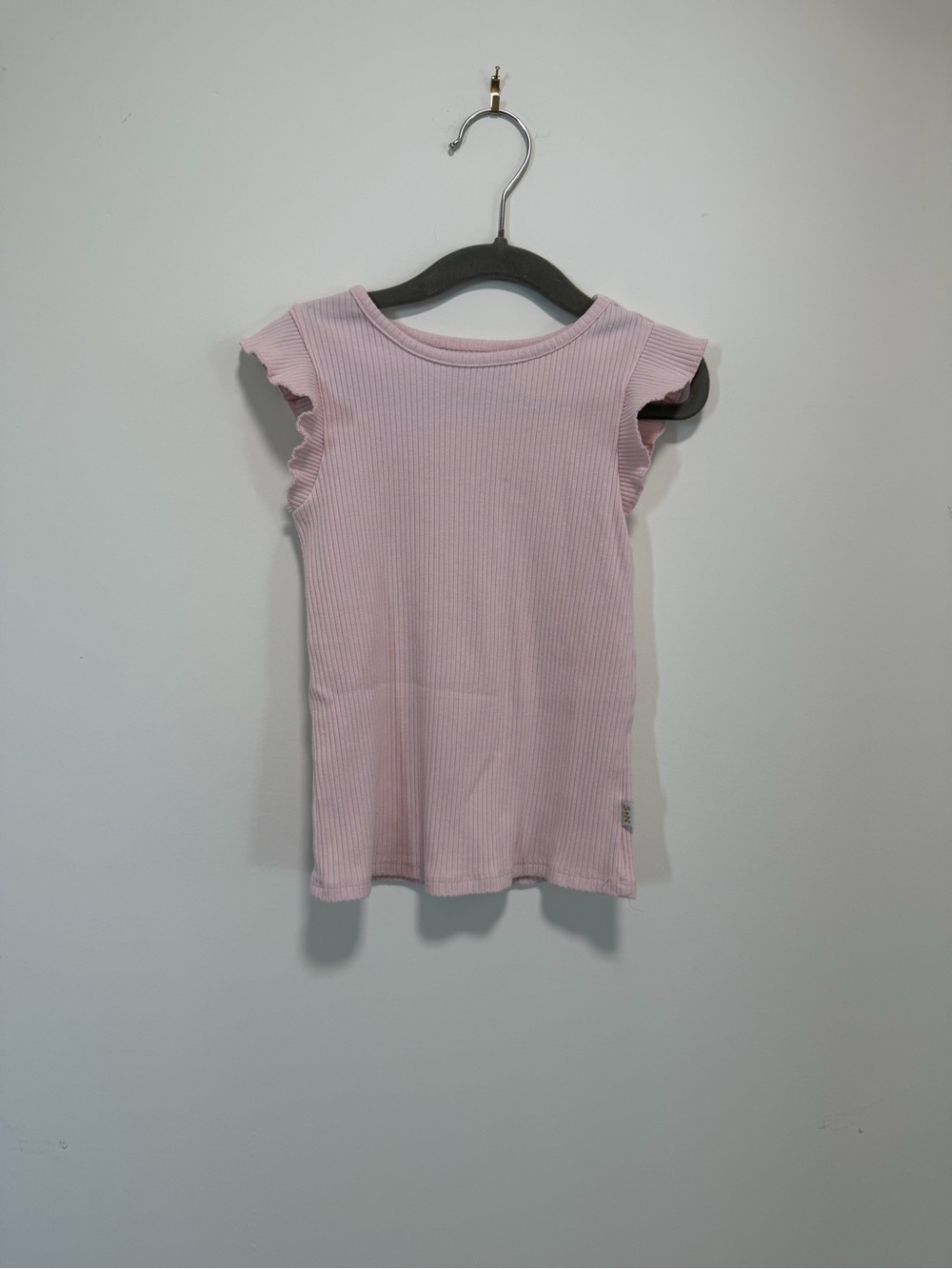 Sammy + Nat Pale Pink Ribbed Flutter Sleeve Tank